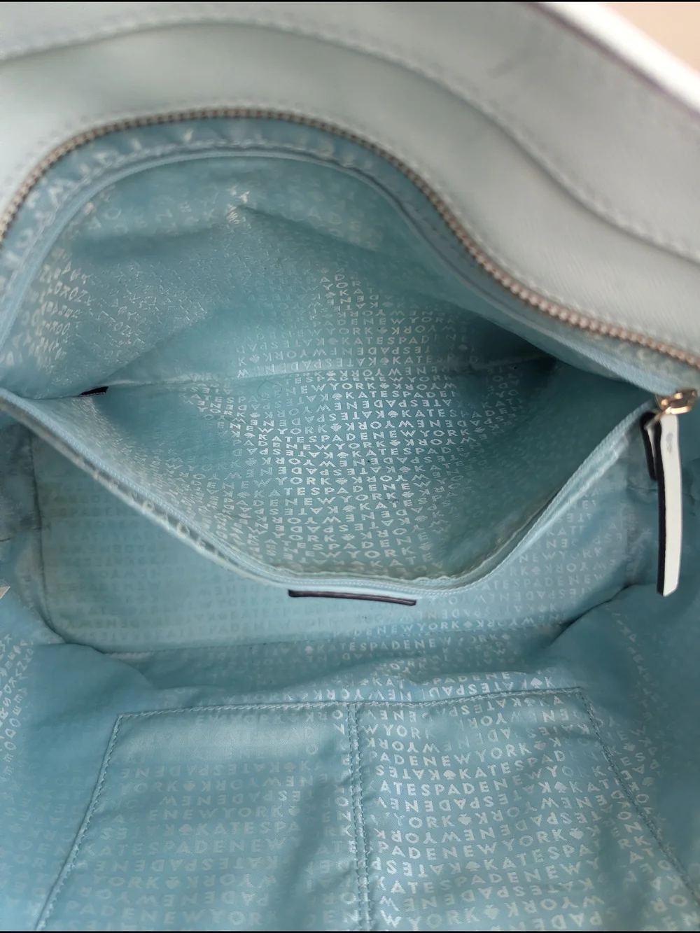 kate spade Light Blue Perforated Leather Tote